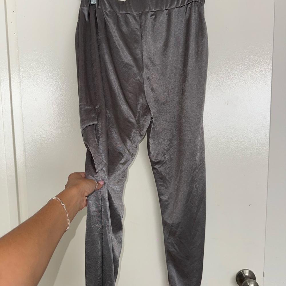 Zara Shimmering Silver Trousers